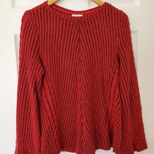 Style & Co red and black bell sleeve sweater